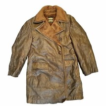 Cresco Vintage 70&#39;s MENS  leather jacket brown coat 42L  - £39.22 GBP