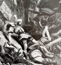 Death Of Roland At Roncevalles Print Victorian 1894 Military Art DWT2 - £31.49 GBP