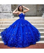 Beautiful Royal Blue Quinceanera Dresses Sweetheart Beaded 3D-Applique V... - €347,36 EUR