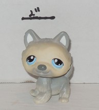 Hasbro Littlest Pet Shop Dog #69 Husky White Grey Blue Eyes - £11.83 GBP