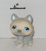 Hasbro Littlest Pet Shop Dog #69 Husky White Grey Blue Eyes - $14.57