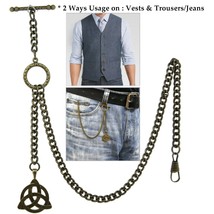 Albert Chain Bronze Pocket Watch Chain for Men with Trinity Knot Symbol Fob AT08 - £14.34 GBP+