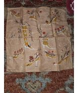 Jeanne Miller Vintage Peach Pink Cotton Hankie Handkerchief Shoes &amp; Flowers - $404.91 MXN