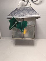 Leaf Hanging Lantern Tin Metal Tealight Candle Holder Stained Glass Chic Boho - £24.26 GBP