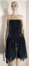 LBD Black Sequin Strapless Cocktail Dress Holiday Party Gunne Sax Size 9 New *** - £33.96 GBP