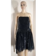 LBD Black Sequin Strapless Cocktail Dress Holiday Party Gunne Sax Size 9... - £33.77 GBP