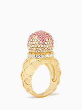 Kate Spade Ice Cream Sundae Statement Cocktail Ring Gold Pink Crystals 6 - £55.18 GBP