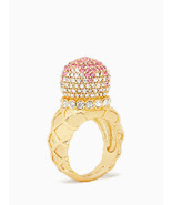 Kate Spade Ice Cream Sundae Statement Cocktail Ring Gold Pink Crystals 6 - £54.48 GBP