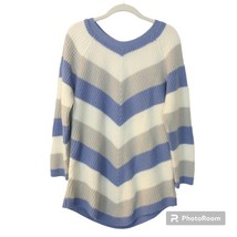 Women&#39;s Derek Heart Plus Purple, Gray, and White Chevron Striped Knit Sweater 2X - £15.82 GBP