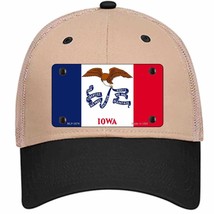 Iowa State Flag Novelty Khaki Mesh License Plate Hat - $28.99