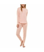 Roudelain Womens Long Sleeve Henley Top And Jogger Set Peach Large Butte... - $17.88