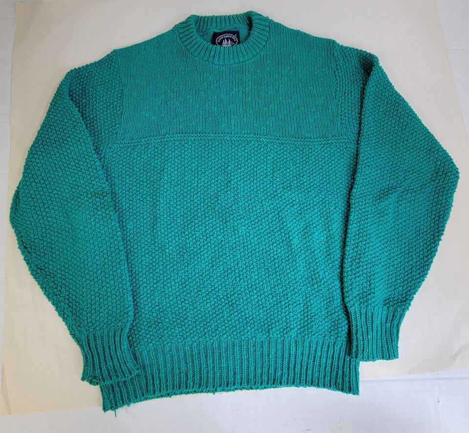 Vintage Boathouse Row Mens Med Sweater Green Made in USA Cotton - $12.16