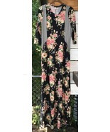 Vtg Lime Turquoise Atomic Floral Wm Sz 14 Maxi Dress Casual Modest Pearl... - $64.30 CAD