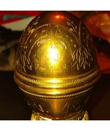 Antique brass ornate etched egg with stand - £36.80 GBP