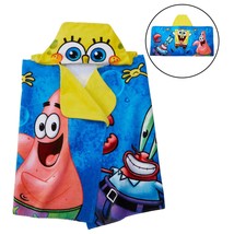 Spongebob Squarepants Kids Hooded Bath Towel Wrap 24&quot; X 50&quot; (61 X 127 Cm) Nwt - £11.76 GBP