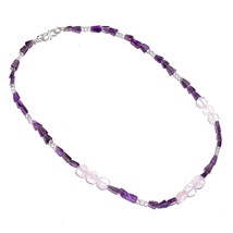Natural Amethyst Crystal Gemstone Mix Shape Smooth Beads Necklace 17&quot; UB-6363 - £7.79 GBP