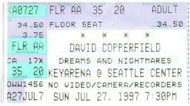 Vintage David Copperfield Concerto Ticket Stub Luglio 27 1997 Keyarena Seattle - £36.18 GBP