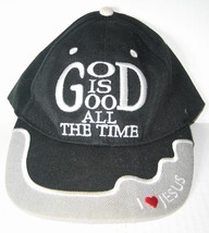 God Is Good All The Time Hat Ball Cap I Love Heart Jesus Black Christian - £11.19 GBP