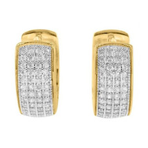 Summer Sale 14K Gold Plated Silver 1Ct Round Cut Simulated 4-Row Hoop Ea... - $62.88