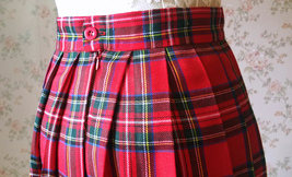 Red Plaid Pleated Plaid Skirt Outfit Women Plus Size Mini Plaid Skirts image 10