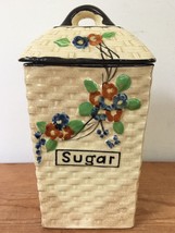 Vintage Hotta Yu Shoten Japanese Basketweave Majolica Sugar Kitchen Cani... - £62.75 GBP