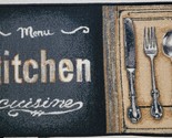 Printed Nylon Kitchen Rug(18x30&quot;)3 SILVERWARE,SPOON,KNIFE &amp; FORK,MENU:KI... - $17.81