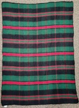 San Marcos Red Green Black Striped Plaid Acrylic Lap Stadium Blanket Throw 45x66 - £18.50 GBP