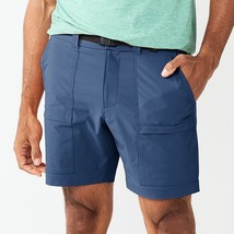 Sonoma Outdoor Cargo Shorts Mens 29 Blue Nylon Stretch Belted Elastic Waist NEW - £19.28 GBP