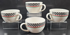 (4) Himark Caffe Casa Cups Set Vintage Checkerboard Restaurant Styled Co... - $39.57