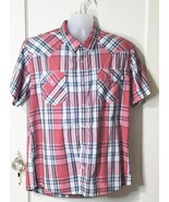 Levi's Western Shirt Men's X Large Red Plaid Short Sleeve Pockets Pearl Snap - $36.00