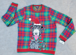 33 Degrees Ugly Christmas Sweater Furry Dog Irish Wolfhound XXL Knit Kitsch - £25.36 GBP