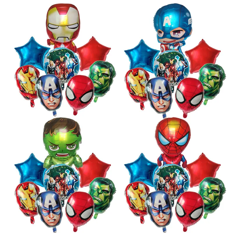 8pcs Cartoons Spiderman Iron Man Superhero Balloon Boy The Avengers Children&#39;s - £10.43 GBP+