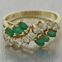 2.85Ct Marquise Cut Emerald &amp; VVS1 Diamond Engagement Ring 14k Yellow Gold Over - $93.49