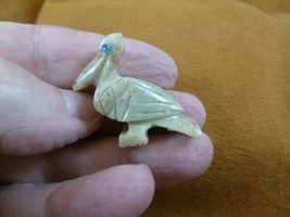 y-bir-pe-25) gray tan Pelican carving FIGURINE gem SOAPSTONE PERU love p... - $8.59