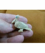 y-bir-pe-25) gray tan Pelican carving FIGURINE gem SOAPSTONE PERU love p... - $8.59