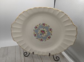 Vintage United Utilities Corp Sovereign Platter Plate 22k Gold Trim White Flower - £15.14 GBP