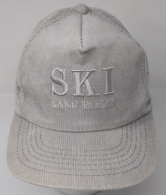 Vintage Lake Tahoe SKI Skiing Gray Corduroy Snapback Baseball Hat Cap 80s 90s - £31.64 GBP