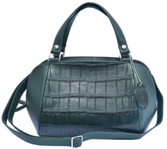 Reliable Forest Green Zipper Fastening Pure Crocodile Belly Leather Hand Bag - £625.90 GBP
