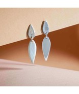 Sterling Silver Double Teardrop Post Earrings 32x6mm - $71.60