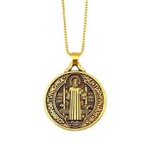 Saint Benedict Of Nursia Necklace Large 1.25&quot; Pendant Catholic Patron Europe New - £6.15 GBP