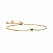 ANGARA East-West Marquise Emerald Bolo Bracelet with Halo in 14K Solid Gold - £802.88 GBP