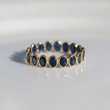 2Ct Oval Cut Lab Created Sapphire Wedding Band Ring in 14K Yellow Gold Plated - £78.20 GBP