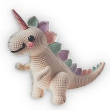 Unicorn Dinosaur Dino, Hooked Crochet Plush, Gift Shaped Pillow - £35.03 GBP+