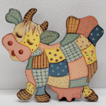 Vintage Wooden Patchwork Cow Bathroom Kitchen Standing Decor Multicolor - €11,61 EUR