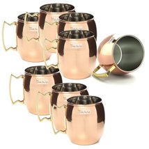 Set of 8 - Prisha India Craft Copper Plating Stainless Steel Mule Mug 550 ML / 1 - £34.36 GBP