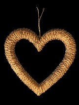 Woven Heart Wreath Rattan Wicker 18&quot; Hanging Boho Cottage Core Wall Deco... - €22,47 EUR
