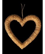 Woven Heart Wreath Rattan Wicker 18&quot; Hanging Boho Cottage Core Wall Deco... - $35.56 CAD