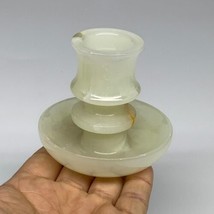 191g, 2.6&quot;x1.4&quot;x2.9&quot;, Natural Green Onyx Candle Holder Gemstone Hand Carved, B32 - £35.79 GBP
