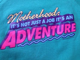 Vtg 90s Motherhood Adventure Teal Vaporwave Womens Sweatshirt USA Made L... - £23.83 GBP