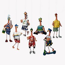 Department 56 pink flamingo ornament volleyball scooter yoga 34762 set of 7 - $2,108.05 MXN